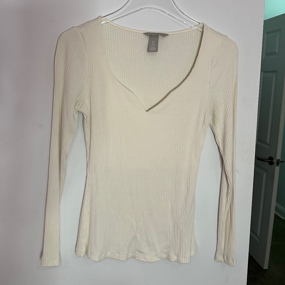 Cream H&M Long Sleeve Blouse